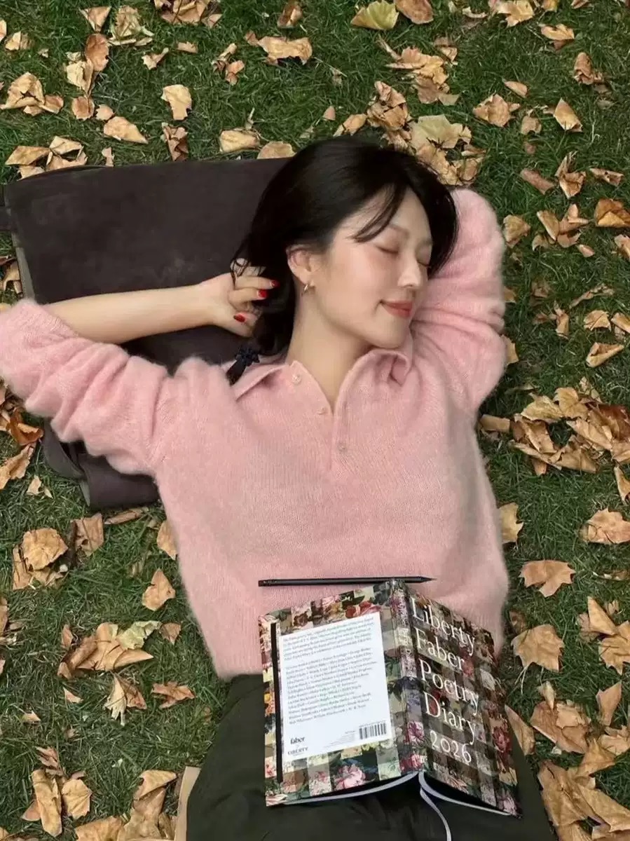 一周PREON工厂自制秋冬新款温柔粉色polo翻领长袖毛衣ged同款