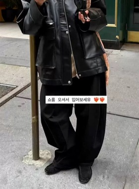 一周PREON工厂自制秋冬新款时髦百搭黑色连帽可脱卸皮衣外套ethos