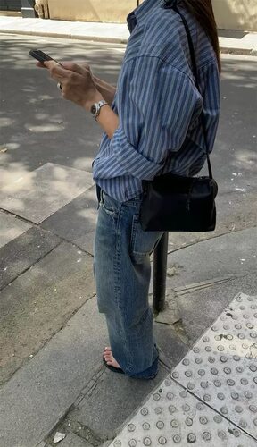PREON工厂自制秋季新款通勤百搭条纹衬衫宽松休闲牛仔裤NW同款