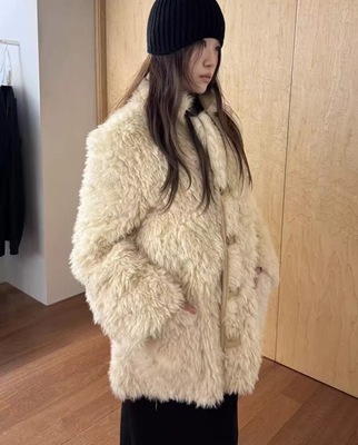 现货PREON工厂自制秋冬新款两面穿氛围感毛毛麂皮外套lfm同款