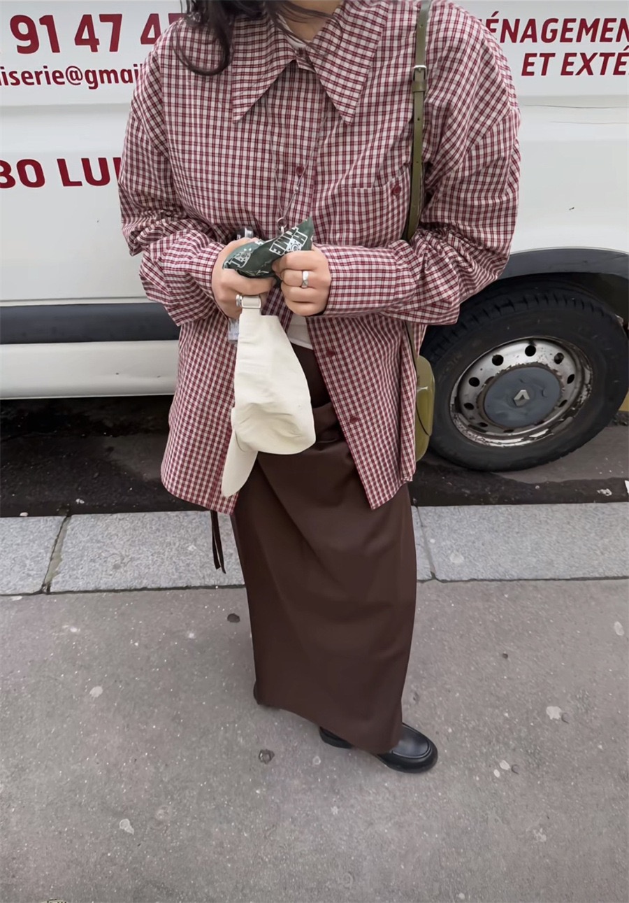 现货PREON工厂自制秋冬新款看红色系格子宽松休闲衬衫ethos同款