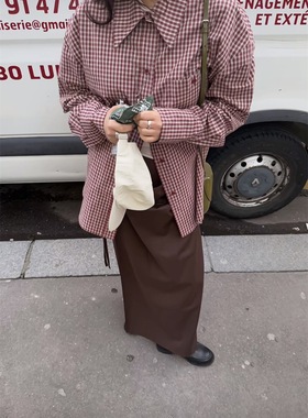 现货PREON工厂自制秋冬新款看红色系格子宽松休闲衬衫ethos同款