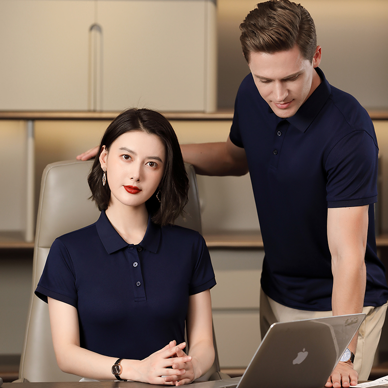 蚕丝纯色翻领短袖polo广告衫企业