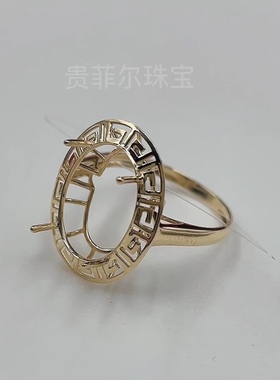 18k金 椭圆10*14mm 18K白金黄金玫瑰金戒指空托 可代镶嵌 GZ099