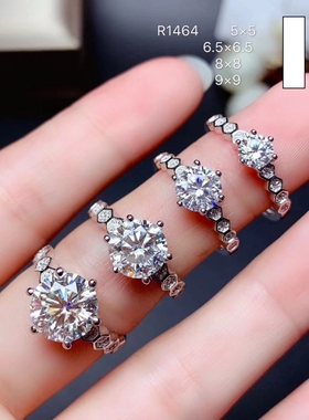 活圈 圆5--6.5-8-9mm戒托 925银镀金 可代镶莫桑钻  蜂巢款 R1464