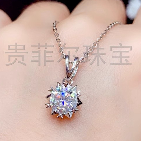 925银镀白金 莫桑石 吊坠 空托  雪花款  V165
