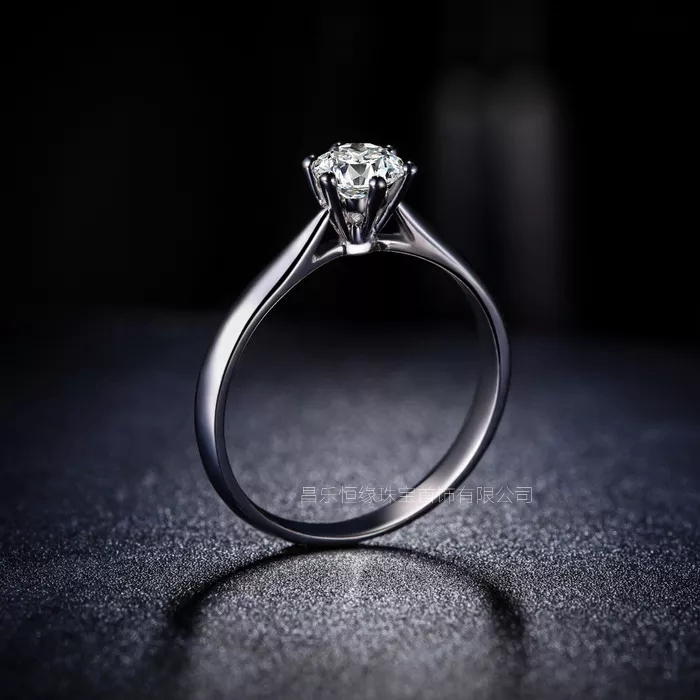 18k圆形女款莫桑钻石戒指空托