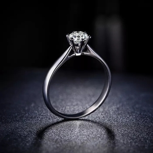18k白金 圆形 钻4mm30分戒指空托戒托 女款 可代镶钻石