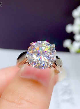 活圈 925银镀白金 5--6.5--8--9--11mm  莫桑石 戒指 空托V189