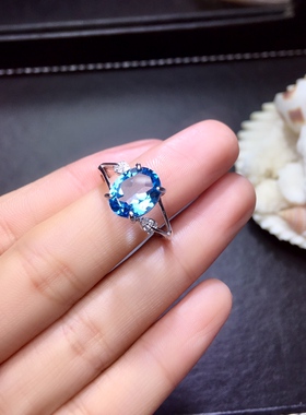 925银镀白金托帕石戒指