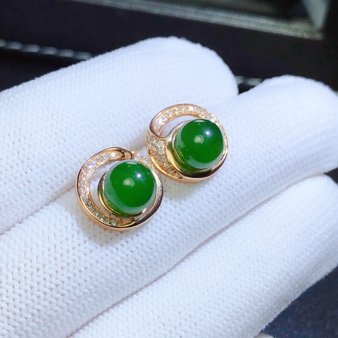 18k金圆8mm18K白金黄金玫瑰金耳钉空托 成品 可代镶嵌 V