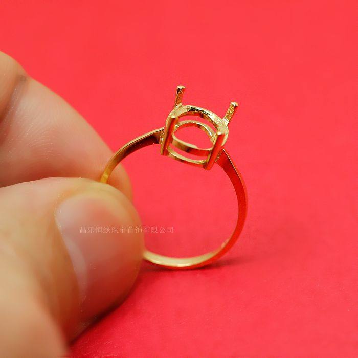 18K金  7*9mm-8*10mm 18k黄金 固定圈  女戒 戒指空托 免工费镶石