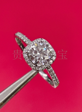 18k金   圆形6.5mm 18K白金 玫瑰金 黄金戒指空托 可镶嵌  方糖款