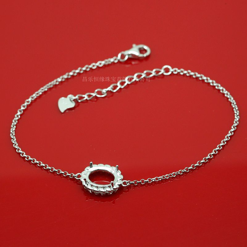 925银镀白金圆形手链