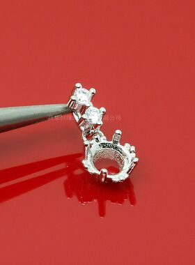 925银镀白金哦 玫瑰银 圆形5mm 吊坠空托 HZ-HD122