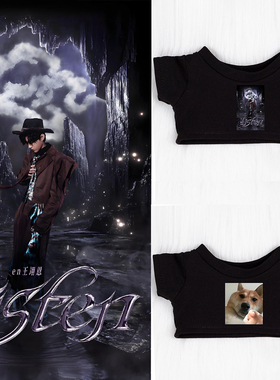 101520娃娃黑色同款短袖T恤玩偶服装王翊恩演唱会应援娃娃衣服