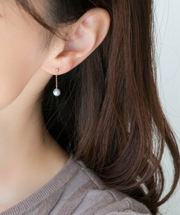 葵子手作 日网揭载 天然淡水圆珍珠小灯泡流苏925银包金耳钉耳夹