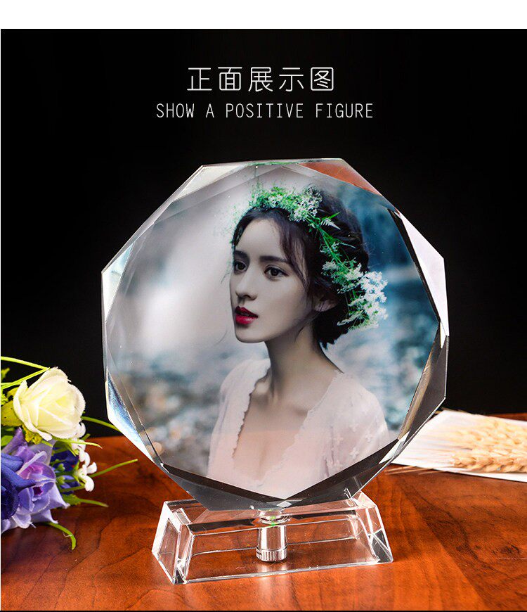 摆台水晶球摆件创意生日礼物相片制作旋转影像diy照片个性定制