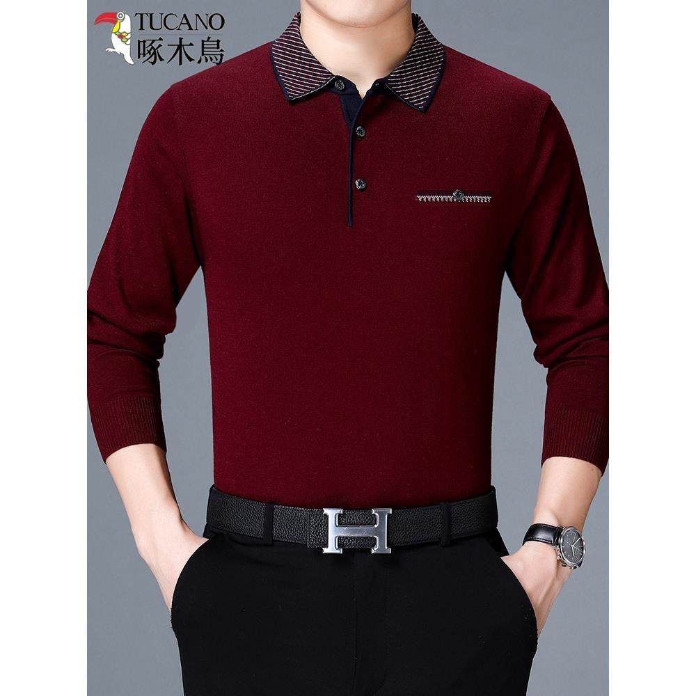 正品啄木鸟爸爸春秋装纯棉长袖t恤宽松中老年男装本命年体恤上衣,男装,中老年上装,淘宝优惠券,粉丝福利购,淘宝优惠卷