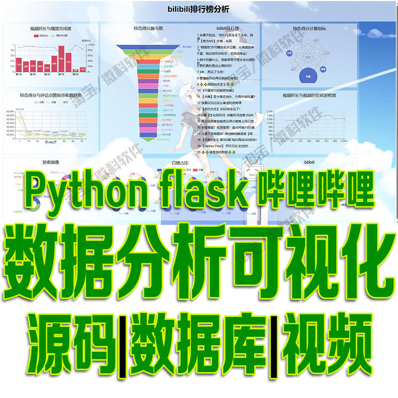 python哔哩哔哩排行榜数据集分析可视化flsak系统源码echars爬虫