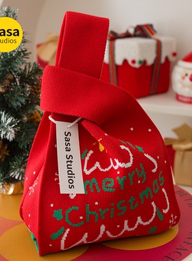 新款圣诞节礼物袋平安夜平安果袋针织包包手拎手提包礼品伴手礼袋