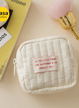 新款ins方形迷你小化妆包旅行便携随身口红气垫补妆包加厚收纳包