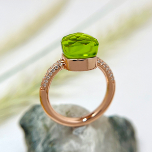高颜值立体切割彩石戒指女华贵指环方糖水晶小众设计感镶嵌食指环