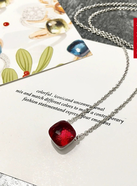 新中式设计高级感彩色宝石项链超仙水晶项链轻奢小众气质锁骨颈链