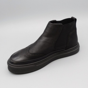 2024冬季新款时尚高帮加绒保暖男鞋日常百搭潮男靴子英伦复古皮鞋