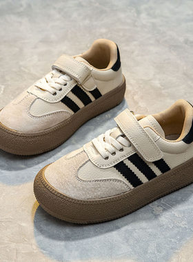 XHQSH女童鞋子2024春季新款儿童德训鞋板鞋透气男童运动小白鞋单