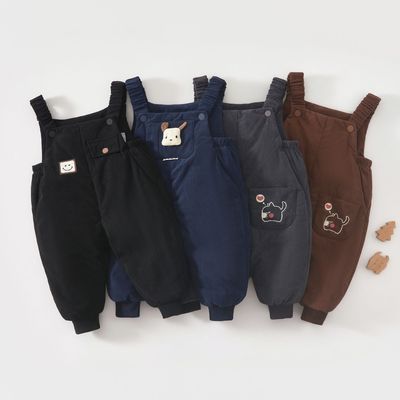 宝宝背带裤女童羽绒裤儿童男童保暖裤小童冬季外穿童装冬装