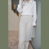 2024春夏新款 感原创设计极简风欧根纱黑白罩裙 裙帘更有女人味时装