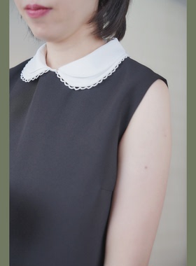 高知少女miu系进阶小香风贵气白色小圆领双层内搭假领子