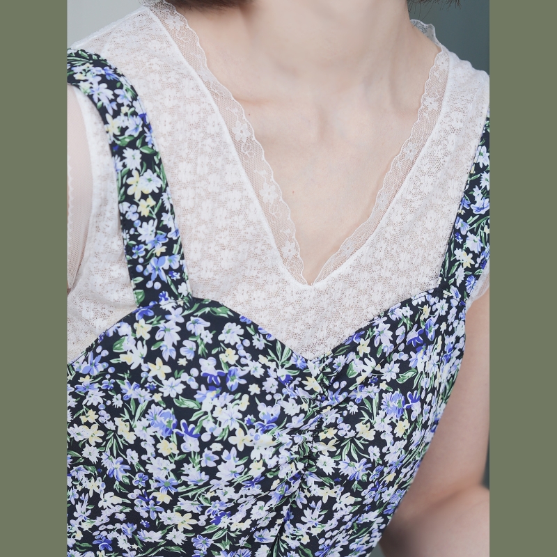 绝美法式浪漫V领白色蕾丝背心