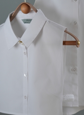 TT unique显瘦简约气质白纯棉OL通勤珍珠衬衫方假领子节约领实穿