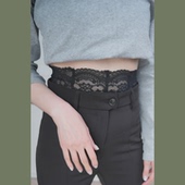 捕捉高审美～优雅视觉冲击黑色蕾丝打底叠穿腰封束腰