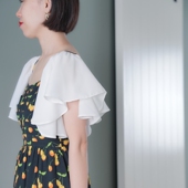 unique 套经典 浪漫荷叶边大臂假袖 子装 饰袖 黑白假肩袖 女夏遮肉