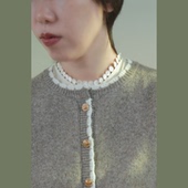 温柔又沉静～满溢着法式 浪漫内搭米色纯棉叠穿高级假领子