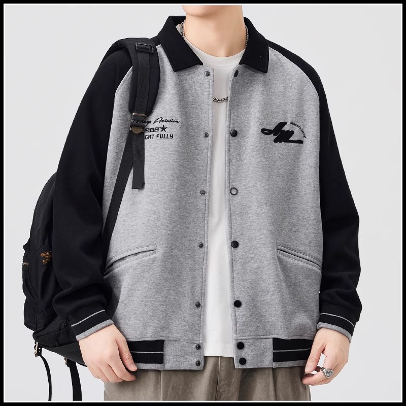 潮流官方旗舰店正品拼接棒球服秋季新款宽松休闲夹克加厚潮牌外