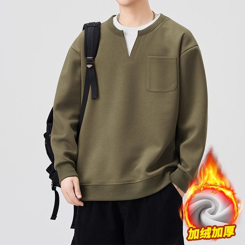 男装官方旗舰店正品加绒加厚宽松卫衣男生秋季休闲打底衫上衣服