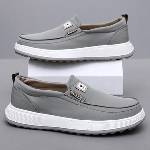 春秋老北京布鞋男鞋防水透气一脚蹬懒人休闲鞋软底防滑轻便开车鞋