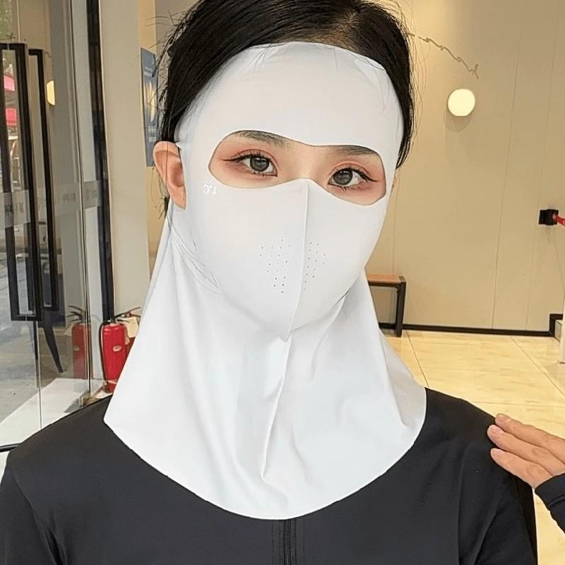 夏季冰丝口罩女防紫防晒全脸无痕护颈面罩脸基尼口罩透气额头一体