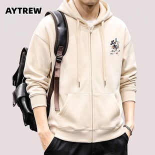 AYTREW国潮连帽开衫卫衣男女款休闲秋冬开衫潮流百搭学生宽松外套