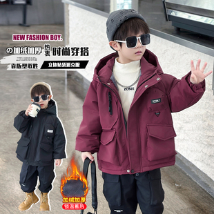 男童加绒外套冬季棉衣2026新款儿童加厚派克服男孩宝宝秋冬棉服潮