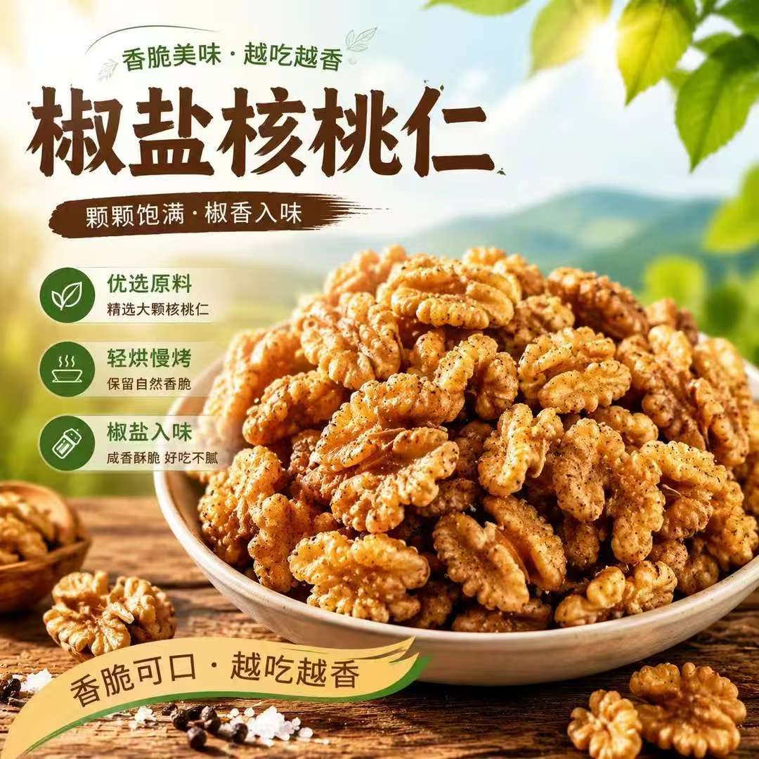 椒盐核桃仁无添加大颗粒坚果炒货
