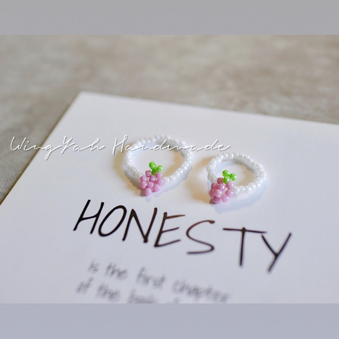 WingYah奶呼呼小葡萄串珠戒指亲子儿童指环乖巧可爱尺寸可定制