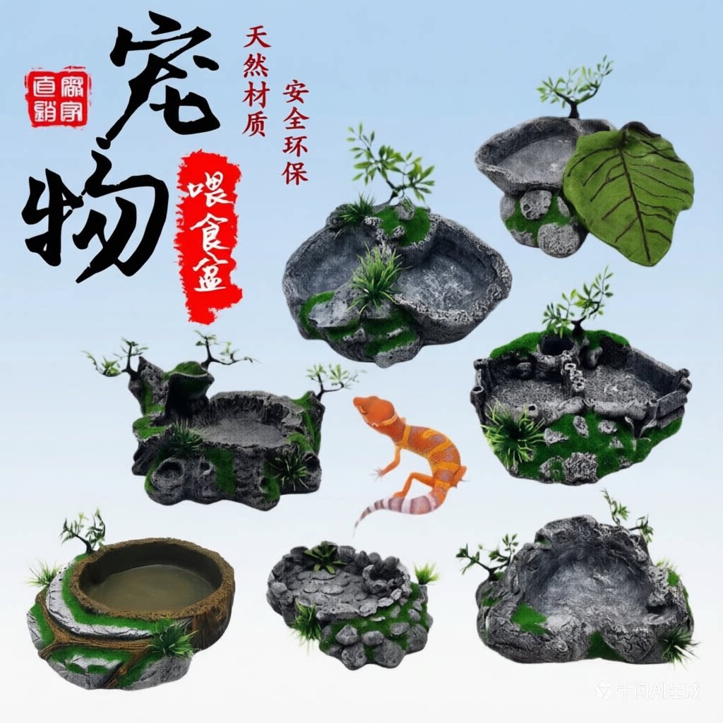 爬宠造景喂食盆鱼食投食器爬虫蜥蜴守宫龟蛇蝎子喂食盘活食水碗