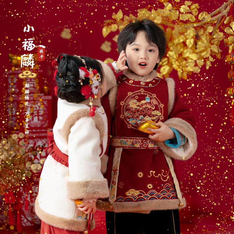 套装女童男童拜年服汉服