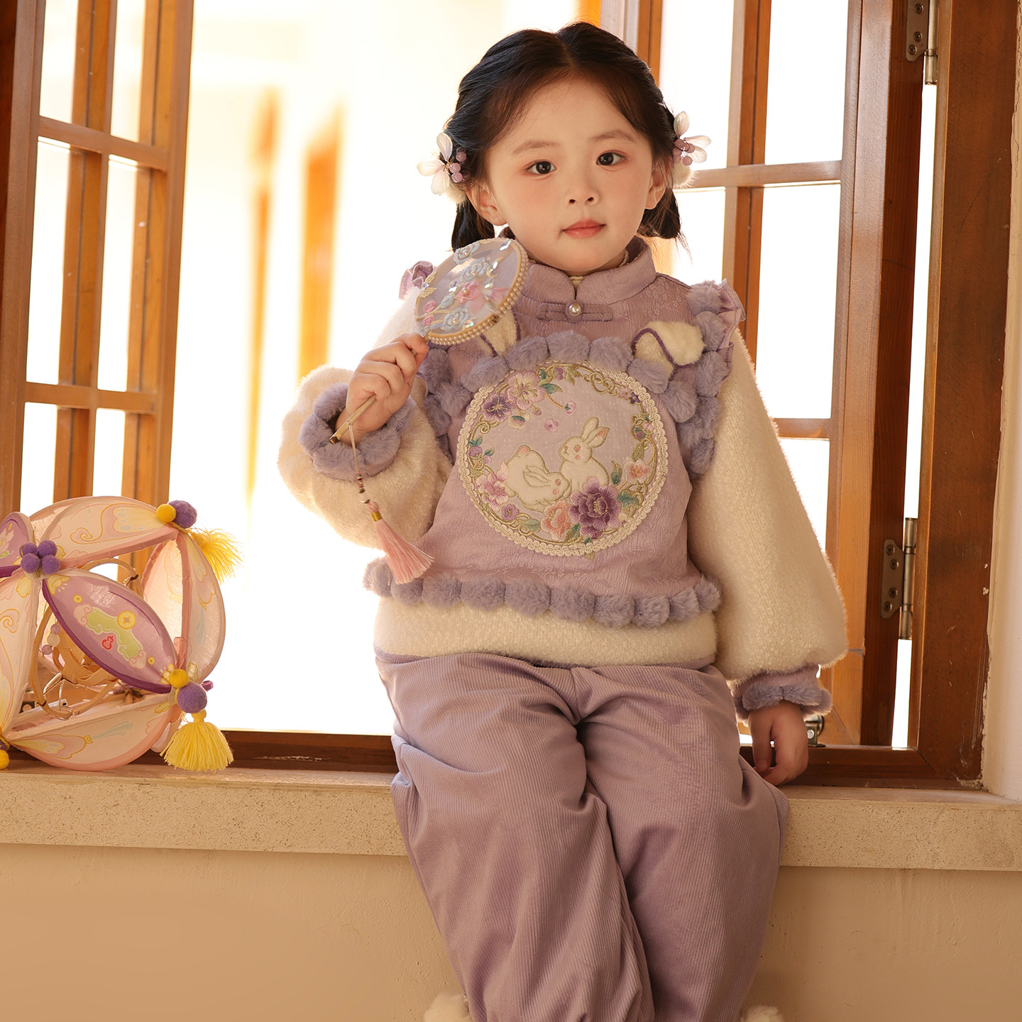 汉服女童裤子套装加绒加厚紫色国风古装刺绣儿童新年拜年服,童装/婴儿装/亲子装,汉服,淘宝优惠券,粉丝福利购,淘宝优惠卷