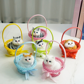 会叫提篮仿真猫仿真狗仿真兔筐子小猫小狗小兔儿童玩具小动物模型